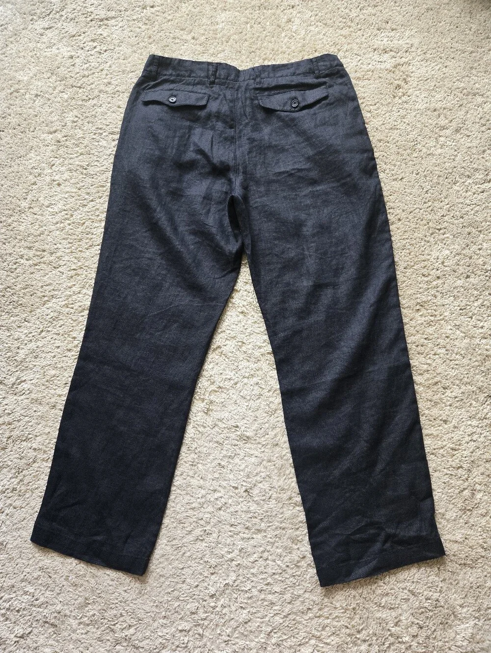 Quince European Linen Trousers Mens 34×30 Black Straight
